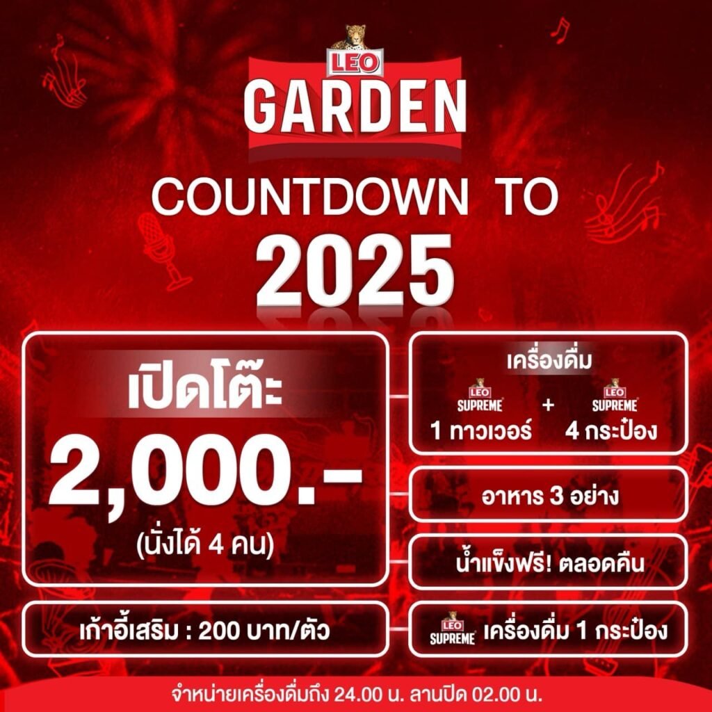 ชวนเค้าท์ดาวน์ 2025 ที่ LEO GARDEN Countdown to 2025 พร้อมแพ็คเกจโต๊ะสุดคุ้ม!